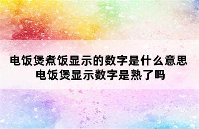 电饭煲煮饭显示的数字是什么意思 电饭煲显示数字是熟了吗